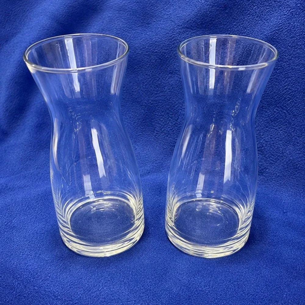 Glass Vase Set 2 6.5in Hourglass Carafe Wedding Decor‎ Floral Arrangement Decor